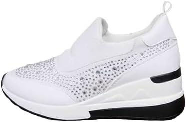 Women's Casual Shoes Fashion Rhinestones Platform Wedge Slip-on Sneakers Classic Comfort Low Top Walking Booties