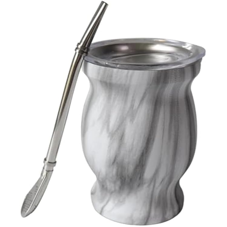 Yerba Mate Cup Kit 8 Ounces Stainless Steel Portable Professional Gifts Tea Cup,Mate Gourd for Bedroom Dormitory Home Office, Gray