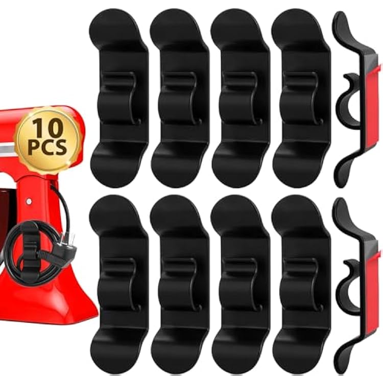Jeymei 10Pcs Black Cord Organizer for Kitchen Appliances & 4-Pack Damp Clean Duster Sponge