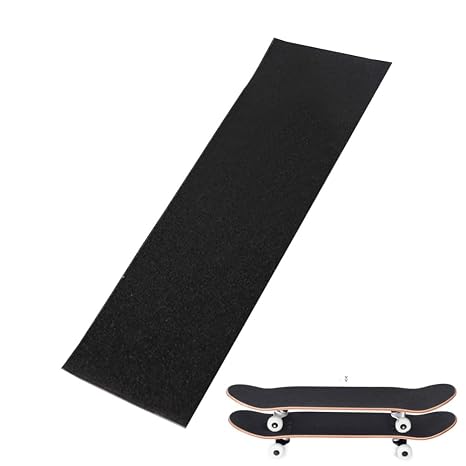 Skateboard Grip Tape Sheet, 9 x 33 Inch Black Anti‑Slip Grip Tape, Bubble Free Waterproof Sandpaper Griptape, Easy to Cut & Apply for Skateboards, Scooters, Longboard, Stairs(Black)