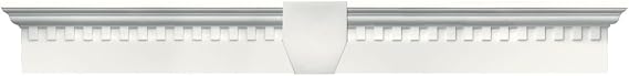 Builders Edge 060020643123 43 5/8" x 6" Classic Dentil Window Header 123, White