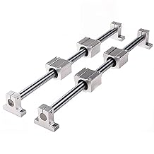 2Pcs Linear Motion Rod Shaft Slide Guide D 20mm x L 59.06 inch / 1500mm + 4Pcs Block Bearings SCS20UU + 4Pcs Aluminum Rail Support SK20 Linear Motion Set Kit for 3D Printer, DIY, CNC
