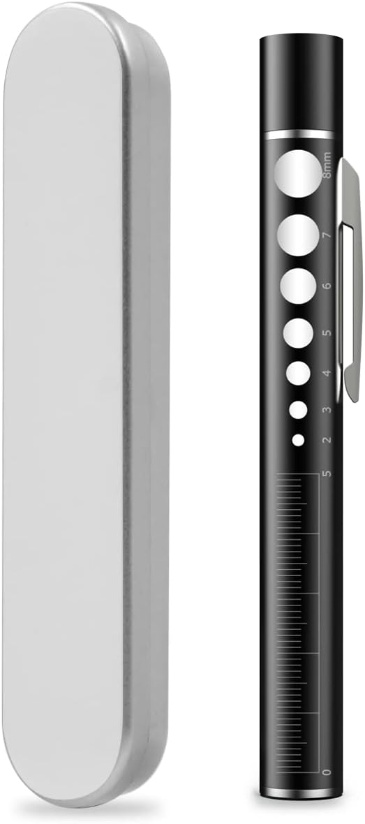 Mediken Pen Light, Warm Light/White Light, 2 Color LED, USB Charging Type & Lightweight, Easy to Use, Break-Resistant, Clip, Small, Lightweight, Storage Case Included, Home Use, Black