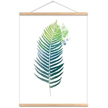Nustila Canvas Prints Scroll Poster Wall Decorations Artwork Green Leaves Plant Wall Art Still Life Minimalist Tropical Botanical Picture with Wood Hanger Frame for Living Room Bedroom Decor (Green Plants - B, 24"x36" with Wood Hanger)
