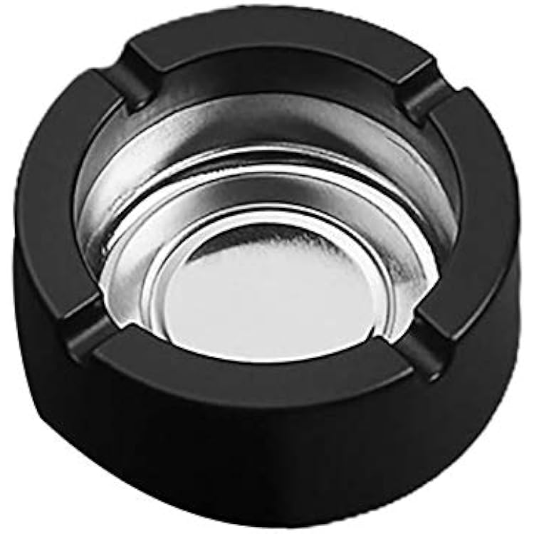 Gaweb Portable Creative TinplateSquare Ashtray 4 Dual-use Rest Holder Ash Holder Collection Portable Decorative Black Round
