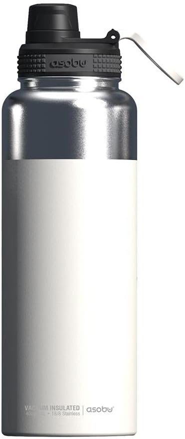 Asobu Mighty Flask TMF5 Insulated Stainless Steel Bottle with Handle & Spout 40oz (White)