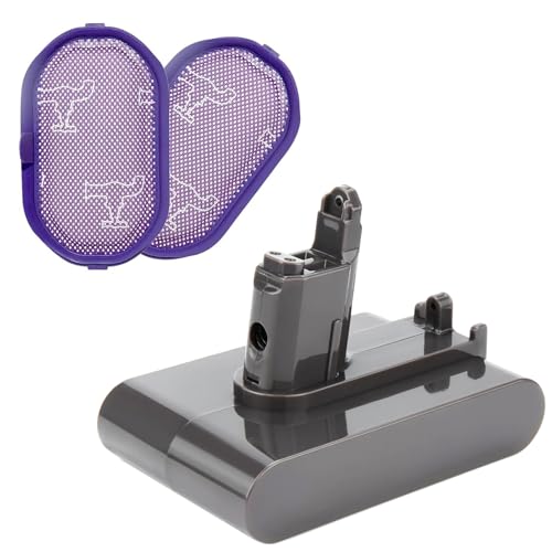 Batryuic Upgraded 6500mAh DC34 Type B 22.2V Battery Compatible for Dyson Type B DC30 DC31 DC34 DC35 DC44 DC45 DC56 DC57 917083 Not Fit All Type A Series Handheld Vacuum Cleaner 2Pcs Filters