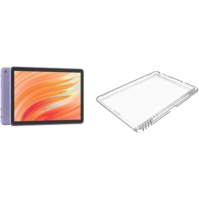 Tablet Bundle: Includes Amazon Fire HD 10 tablet, 10.1" (2023 Release) | 64 GB | Lilac & Made for Amazon Clear Case