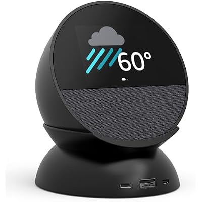 Echo Spot Bundle: Includes Echo Spot (2024 Release) | Black & Made for Amazon Stand with USB-C and USB-A Charging Ports | Black