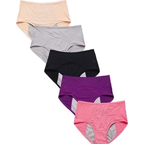 Womens Mesh Period Panties High Waisted Menstrual Leak Proof Underwear Incontinence Protective BriefsH-4-5-1,Medium
