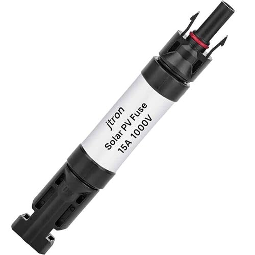 Jtron 1000V PV Fuse Connector IP68 Waterproof Dustproof in-line Fuse Holder, Male and Female Solar Plug with 1 Fuse 15A