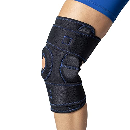 Brace Direct Hinged Knee Brace with Side Stabilizers and Patella Buttress- for ACL, PCL, Meniscus Tear, Arthritis Pain- Open Patella, Open Back- Knee Support for Men and Women