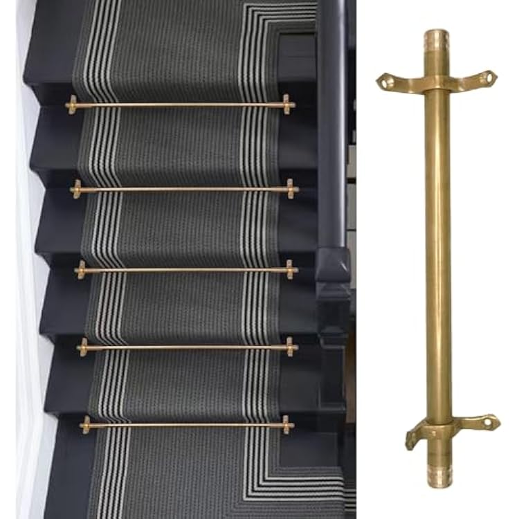 Non-Slip Stair Carpet Decorative Rod, Brass Stair Rods Set of 1-13, 20 to 52 Inch Stair Carpet Rods, Stair Runner Rods with Mounting Screws