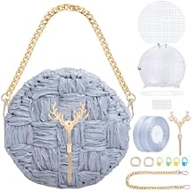WEBEEDY DIY Plastic Canvas Mesh Purse Kit with Plastic Canvas Sheets, Ribbon, Chains, Gold Tassel, and Instructions, Complete Mesh Knitting Bag Making Set for Holiday Unique Gift