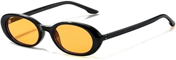 Retro Oval Sunglasses for Women Men Vintage Style Small Frame Fashion Eyewear Black Frame UV Protection