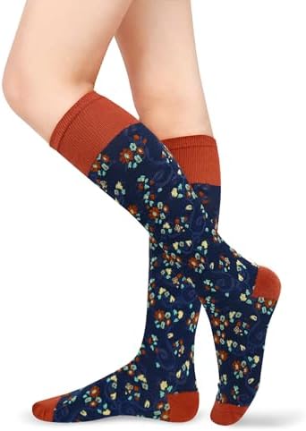 Benefeet Sox Girls Cute Floral Knee High Socks Women Novelty Colorful Kawaii Flower Patterned Long Tube Cotton Socks Gifts