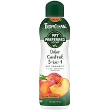 TropiClean, Pet Preferred Scent Odor Control 3-in-1 Pet Shampoo Sunny Peaches, 20 Fl Oz