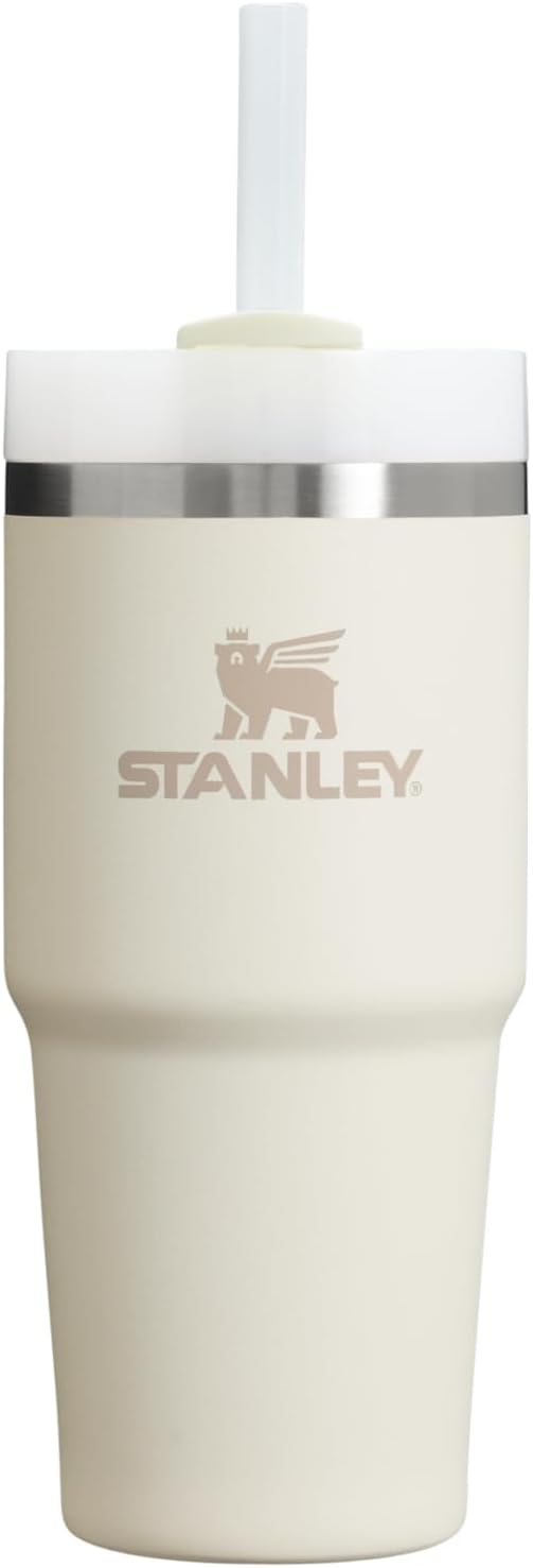 STANLEY Quencher H2.0 FlowState Stainless Steel Vacuum Insulated Tumbler with Lid and Straw for Water, Iced Tea or Coffee, Smoothie and More, Cream 2.0, 14oz