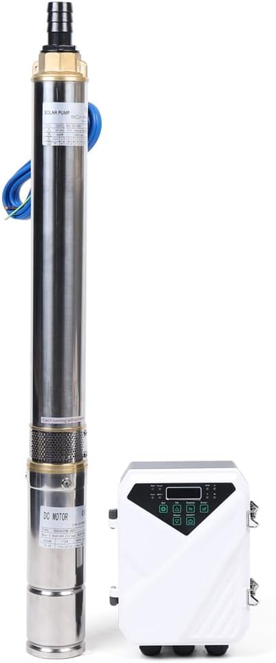 3Inch 48V DC 600W Deep Well Water Pump Solar Submersible Pump with MPPT Controller Pump Rate 3,000LH