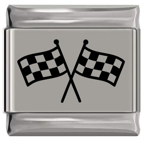 NewCharms Car Racing Flags Laser Engraved Italian Charm