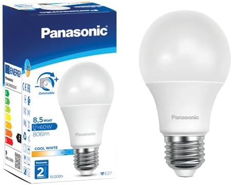 PANASONIC E27 LED DİMLi LAMBA, BEYAZ IŞIK 8.5W 806LM 6500K [Enerji Sınıfı F]