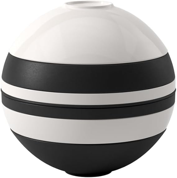 Villeroy & Boch Iconic Collection La Boule, 7-Piece Dinnerware Set for 2, Premium Porcelain, Made in Germany, Dishwasher Safe, 9.5 x 9 in, Black & White