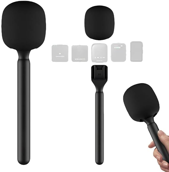 Wireless Microphone Handle for DJI with Sponge Windproof Cover