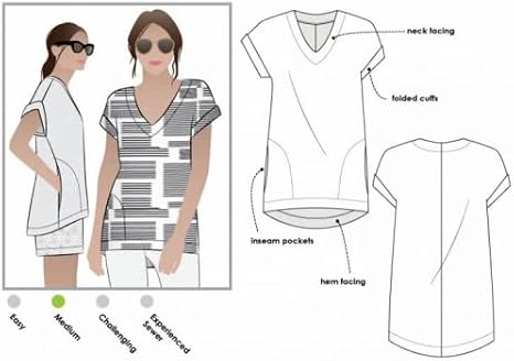 Style Arc Ladies Sewing Pattern Elani Tunic Top