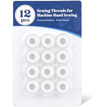UzecPk Thread for Sewing, 12 PCS White Sewing Machine Thread Prewound Bobbins Size a Sa156 for Embroidery and Hand Sewing DIY 50yds/Spool