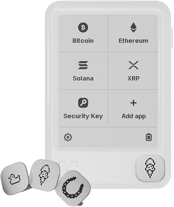 Ledger Nano Gen5 secure crypto wallet touchscreen signer in Glacier White + Playful Badges (Pack 2)