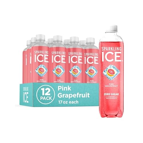 Sparkling Ice Pink Grapefruit Sparkling Water Zero Sugar 17 fl oz Bottles Pack of 12 with Antioxidants and Vitamins Flavored Carbonated Water Drinks
