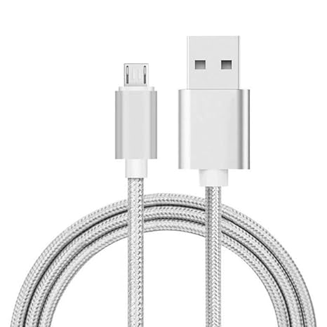 Braided USB Cable Charging Cord/Charger Power Lead Wire Compatible with BlueAnt Pump HD Sportsbuds/White / (1m / 3.3ft)