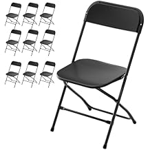 Bonnlo Folding Chairs Set of 10, Black Plastic Chair Sturdy Seat with Metal Frame, Perfect for Party, Event, Wedding, Birthday, Office, Outside Entertaining
