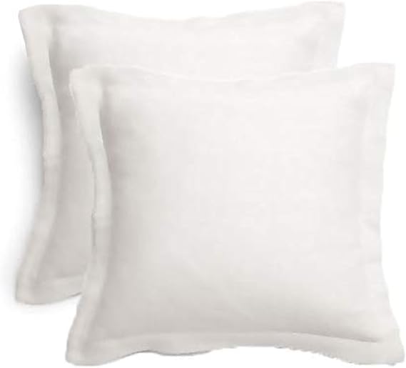 Gyulin Pack of 2 100% Cotton 300 Thread Count European Square Pillow Covers Envelope Style No Zipper, Cover Only No Insert, 60 x 60 cm, White