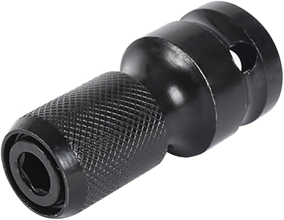 Hex Shank Socket Adapter Quick Release Chuck Converter Black 1/2 Square Drive to 1/4 Inch Hex Bit Holder for Drill, Ratchet Wrench and Screwdriver Conversion Tools