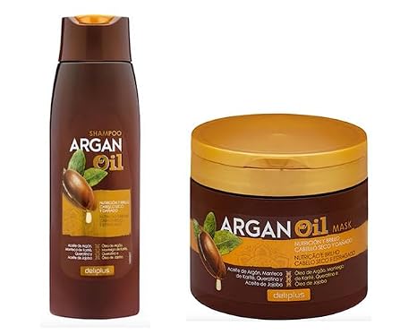Pack 2 Shampoo 400 ml und Maske 400 ml Argan Oil trockenes und geschädigtes Haar 2 x 400 ml Deliplus
