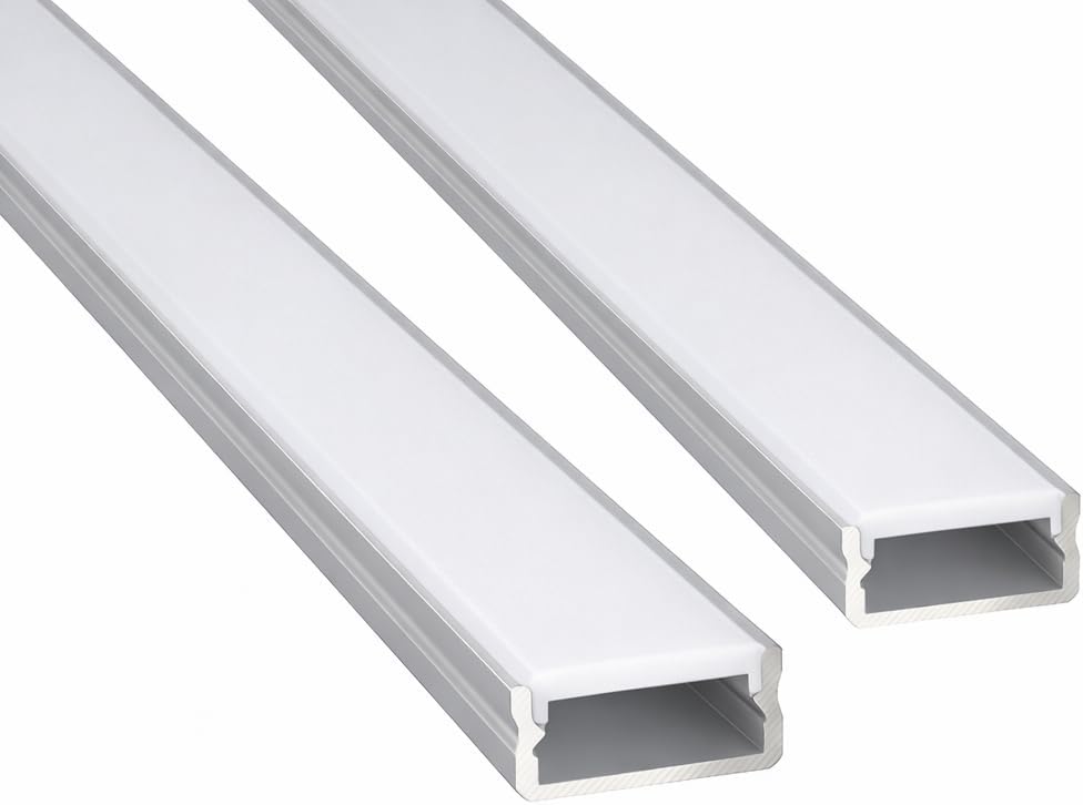 2’li Set LED Kanal Profil Alüminyum 13x6mm 1 Metre Sıva Üstü İnce Kasa Opak Pleksi Difüzörlü Lineer LED Kanal [Enerji Sınıfı A]