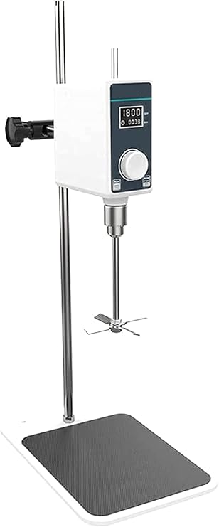Electric Overhead Stirrer, Lab Digital Display Liquid Mixer with Stirring Rod and Stand, Adjustable Height, Max Stirring Quantity 10L, 100-2000 RPM, for Mixed Industrial Li(