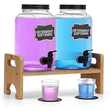 2-Pack Laundry Detergent Dispenser with Bamboo Stand,1 Gallon Laundry Soap Dispenser with Measuring Cup,Glass Laundry Detergent Containr for Laundry Room Organization and Storage