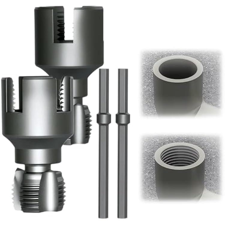 Pipe Thread Cutting Tool, 2025 New Integrated Internal & External Pipe Threading Tool,Electric Drill Compatible PVC & Plastic Pipes Threader Kit with PTFE Tape Glove for Home Repair 1234