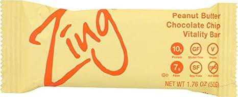 Zing Zing Bar - Peanut Butter Chocolate Chip - 12 Bars Box - 1.76 oz (50g) bars