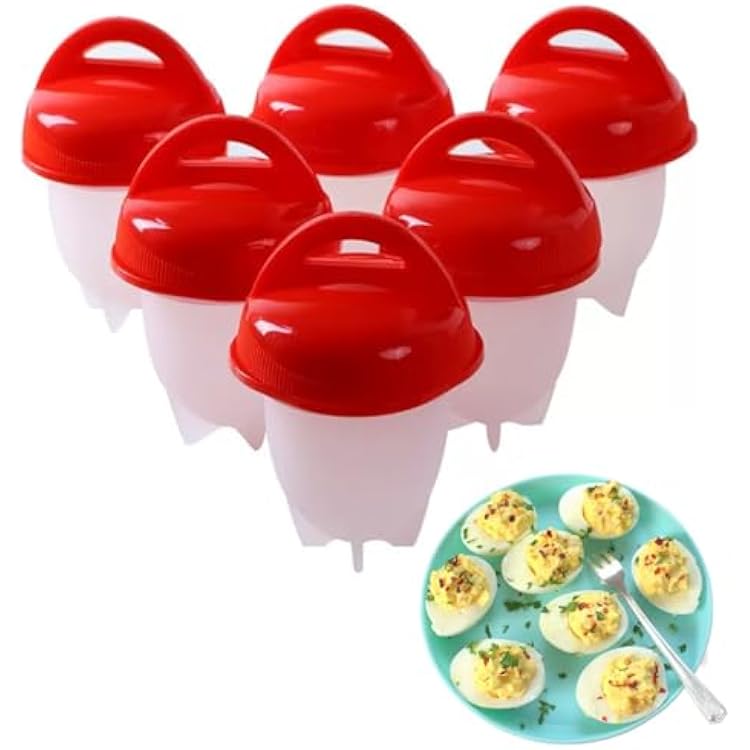 6 Pcs Egg Cooker,Silicone Egg Poacher Cups,Hard Boiled Egg,Egg Coddler,Hard Boiled Eggs,Boiled Eggs, Non-Stick Egg Boiler Poachers,Shell-Free Egg Cooker Set, For Fast Poaching Egg For Breakfast