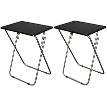 eHemco Folding TV Tray Tables for Eating, Portable Dinner Table for Small Space, Couch, Living Room, 19" X 15" X 26" Inches, Black, Set of 2