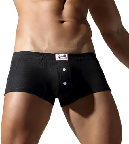 Men's Soft Boxers with Button - Breathable and Comfortable Pure Color Underwear for Daily Wear