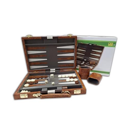 CHH 18 Brown and White Backgammon Set
