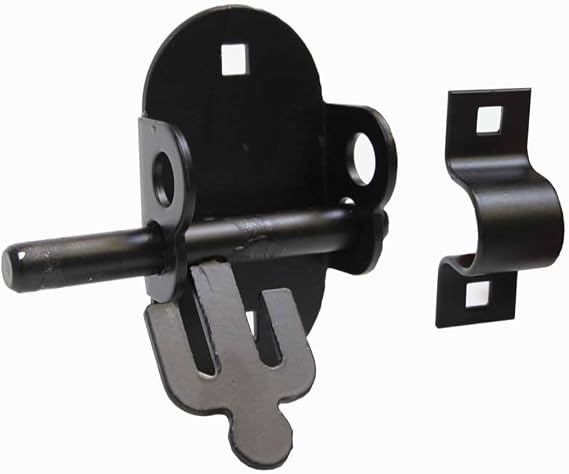 4" Black Oval Padbolt Gate Latch