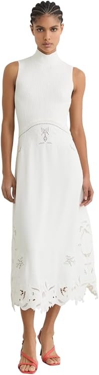 Reiss Womens' Phoenix Knit Woven Midi Dress