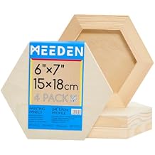 MEEDEN Hexagon Wood Canvas Panels: 3/4" Deep Wooden Canvas Panels - 4-Pack Cradled Wood Art Boards for Pouring Art, Crafts, Painting (6x7 inches)
