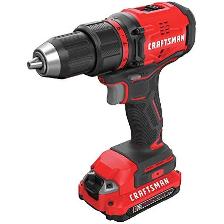 CRAFTSMAN V20 Cordless DrillDriver Kit, 12 inch, Battery and Charger Included CMCD710C2