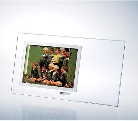 Horizontal Starfire Clear Glass Photo Frame with Silver Pole - Medium